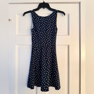 H&M Navy Blue Polka Dot Midi Dress